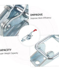 Close-up of Super Tough Two Pack Heavy Duty Toggle Latch Clamps With Galvanized Iron Build and Massive 2183 Pound Holding Power.