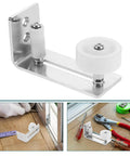 Sliding Barn Door Floor Guide With Wall Mount Track Hardware, Heavy-Duty Double Wheel Rubber Stopper Prevents Swing And Wall Damage, Bottom Rail Pocket Door Guide For Sturdy, Smooth Operation In Home Or Workshop.