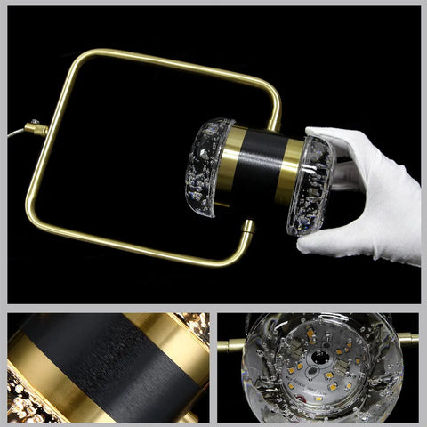 Modern Crystal Pendant Light With Dimmable LED, Brushed Brass And Black Finish, 15W Hanging Fixture For Kitchen Island, Dining Room, Bedroom, Living Room, Bar, Lit Vibe And Easy Install