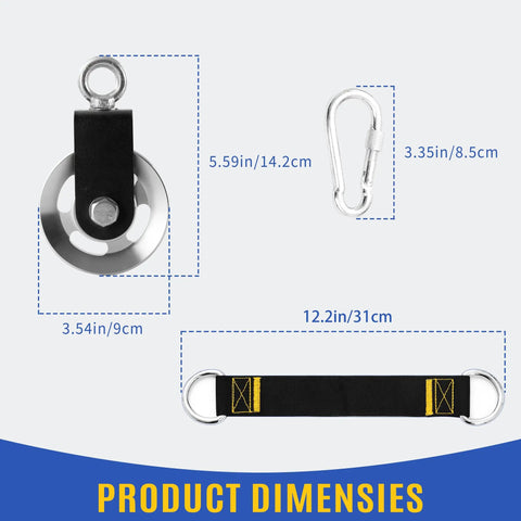 Upgraded 90mm Aluminum Pulley Wheel For Your Home Gym Setup Boss Grade Heavy Duty With 600 Lbs Max Load dimensions shown