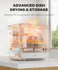 Plug And Play Portable Countertop Dishwasher With Zero Plumbing Hookup Five Liter Tank seven wash cycles showing efficient PTC drying system.