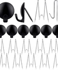 Go To 20 Piece Metal Hook Set For Fabric Panel Cubicles And Walls With Double Pointed Panel Hooks And Wire Clips, black and silver