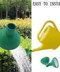Pro Grade Heavy Duty Watering Can Rose Head Replacement Sprayer Nozzle for garden cans, green with metal front and rubber base, watering plants.