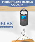 Digital scale displaying 15lbs load capacity used to test Heavy Duty Steel U Hooks 12 Pack With Anti Slip Coating.