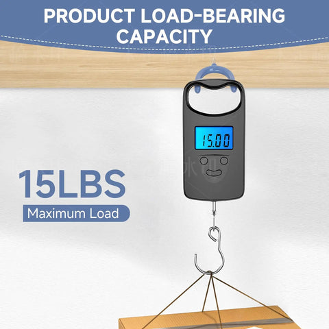 Digital scale displaying 15lbs load capacity used to test Heavy Duty Steel U Hooks 12 Pack With Anti Slip Coating.