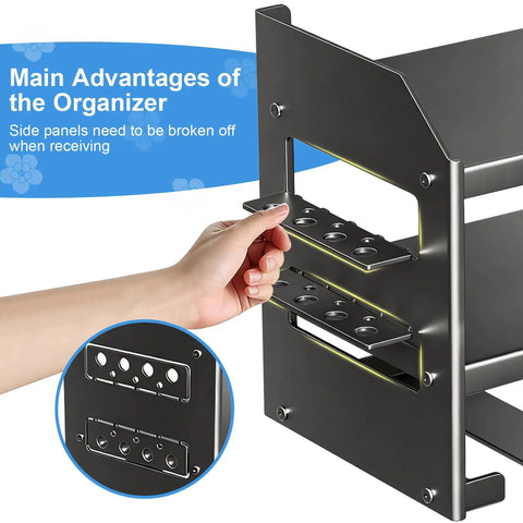 Installing side panels on the Wall Mount Power Tool Organizer Rack For Garage And Workshop Foldable Cordless Drill Hanger