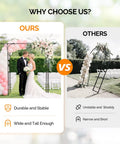Comparison of Sturdy Steel Garden Archway For Weddings And Yard Vibes with another arch, showing stability and durability advantages.