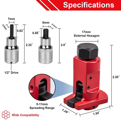 Universal Strut Spreader Tool For Suspension Knuckles 5 To 11 mm Fits Most Vehicles DIY Friendly Socket Tool specifications diagram