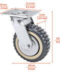 4 Pack 8 Inch Heavy Duty Swivel Caster Wheels, 2 With Brake And 2 Without, 360 Degree Ball Bearing Plate Casters, Anti Skid PU Wheels
