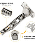 Knockout Durability One Pair 175 Degree Concealed Cabinet Hinges with hydraulic damping and removable base detail.