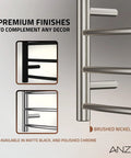 Glow 4 Bar Wall Mounted Towel Warmer In Brushed Nickel Energy Efficient 40W Plug In Heated Towel Rack close-up