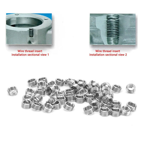 Heavy Duty Stainless Steel Wire Thread Insert Kit For Stripped Threads 50 Piece Set 1/4 Inch 20 UNC Restores Damaged Female Holes No Sweat Repairs For Workshop Veterans