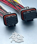 Heavy Duty 26 Plus 34 Pin Ecu Connector Harness Kit With Pre Wired Pdm Wiring Looms showing two connectors with wires and white terminal pins