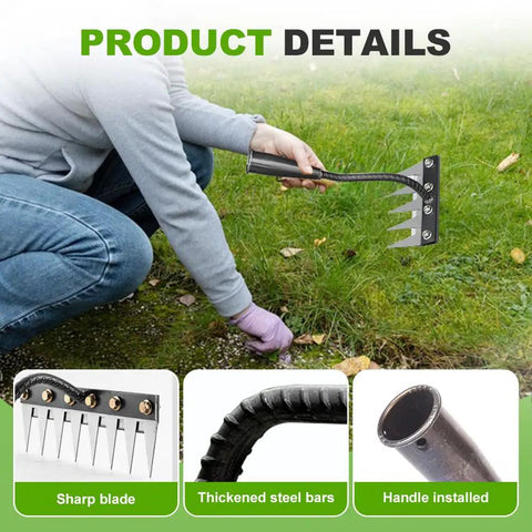 Heavy Duty Weeding Rake Version 2 With 5 6 7 8 Teeth Carbon Steel Garden Tool for yard and lawn weeding long handle view