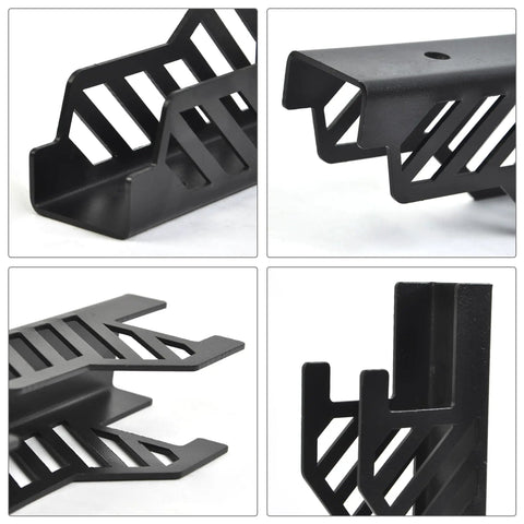 Close-up of Heavy Duty Jack Stand Wall Mount Brackets For 2 And 3 Ton Stands, 12 Gauge Steel With Powder Coated Finish.
