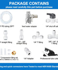 Heavy Duty 25 Foot Food Grade Refrigerator Water Line Kit with adapters, quick fittings, shut off valve, and tube cutter