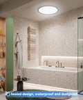 RGB LED Ceiling Light 12 Inch, 24W 5000K Dimmable Flush Mount With Remote in bathroom setting