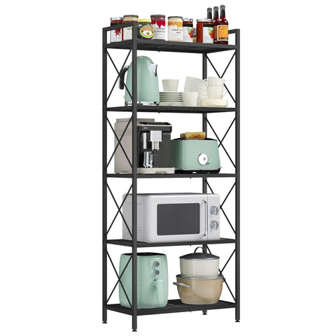 Kick The Clutter To The Curb With This No Sweat 5 Tier Steel Storage Rack Featuring Reinforced X Side Frames For Effortless Entryway Kitchen Bathroom Organization