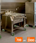 Commercial kitchen setup with heavy duty stainless steel bracket casters set of 4, 1.5 inch wheels, 2800 lb capacity