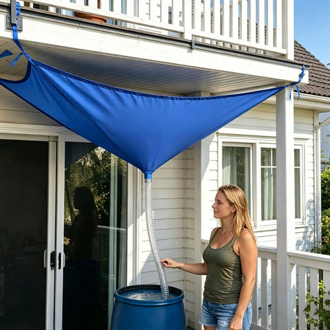 No Tools Needed Rainwater Harvesting System With Hose For Easy Install And One Person Setup, Reusable Water Harvester Cloth Kit