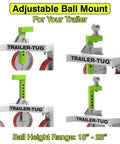 Adjustable Ball Mount for Heavy Duty Trailer Tug Man Moves Rv And Boat Trailers Up To 20K Lbs Capacity With 3500 Lb Tongue Weight Max.