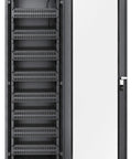 Badass Heavy Duty 42U Floor Standing Network Server Rack Cabinet With Dual Roof Mounted Cooling Fans, open view with shelves.