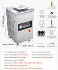 VEVOR chamber vacuum sealer, stainless steel kitchen appliance with LED screen; includes 60 vacuum bags
