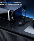 360 Degree Rotating Flat Plug Extension Cord With Three Outlets, 16 AWG Grounded Power Wire, on kitchen counter setup