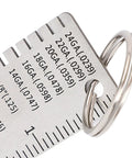 Close-up of Pro Grade Stainless Steel Weld Seam Gauge For Metal Fabrication, Heavy Duty Weld Thickness Tool, 72x25x1mm with measuring scales
