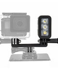 Beefy Underwater GoPro Light For Hero 3 Through 14, 300 Lumen LED, 40M Waterproof, Wide Angle Beam, USB Rechargeable, on mount