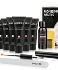 HEMA Free Builder Gel Kit With 6 Colors 15ml Each For Nail Extensions, UV LED Compatible DIY Starter Set includes slip solution and file