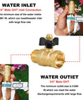 Full Port Brass Garden Hose Shut Off Valve With Butterfly Handle For Maximum Flow Three Quarter Inch GHT Threads detail view