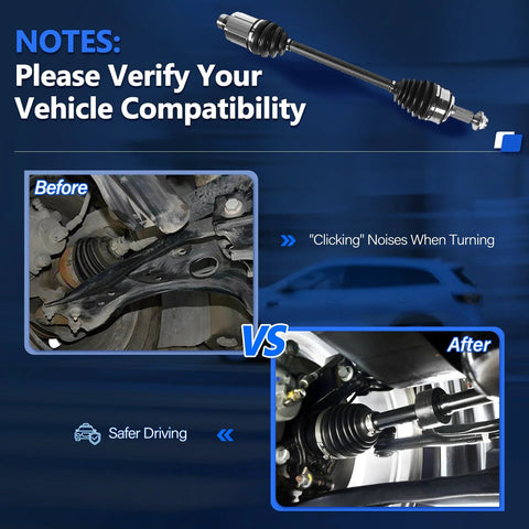 Drop In Ready CV Axle Front FWD For 2007 To 2013 Mazda 3 Automatic Transmission 2.0L 2.3L 2.5L CV Joint Axle installation before after