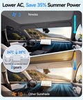 Slick Tight Custom Fit Sunshade For Tesla Model Y Juniper 2025 2026 Glass Roof showing heat blocking comparison inside car.