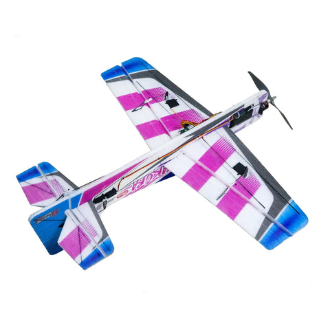 Top view of Dope Foam RC Plane Kit With 23 Inch Wingspan Sakura Plus EPP Airplane featuring 7 inch prop and colorful design