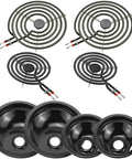 Black Porcelain Drip Pan and MP22YA Burner Replacement for Frigidaire Kenmore Tappan Electric Stovetops Fits 6 Inch Oven Drip Pan