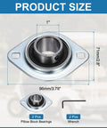 Two Pack 1 Inch Pillow Block Bearings With Two Bolt Steel Flange Mounted Housings, Wrench Included, SBPFL205-16 Bearing Units For 1 Inch Shafts, Chrome Steel Set Screw Insert Bearings, Durable And Easy Install. 1 inch pillow block bearing with steel flange housing and wrench