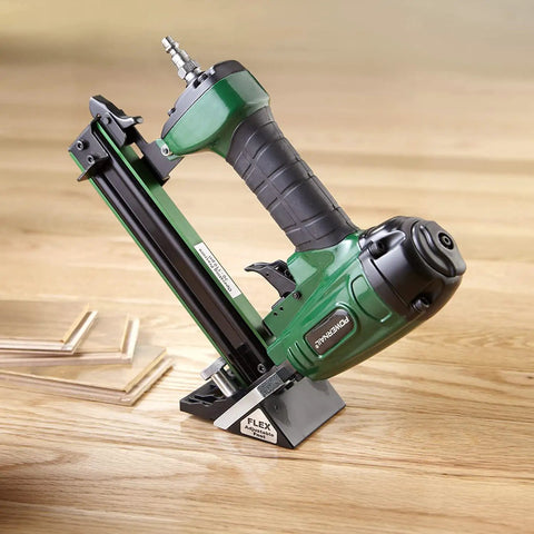 Pneumatic 20 Gauge L Cleat Flooring Nailer With Trigger Pull And Adjustable Flex Foot Delivers One Inch To One And A Quarter Inch L Cleats