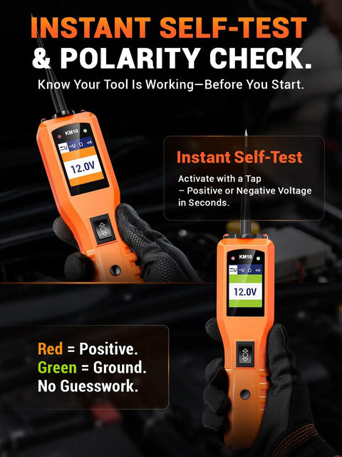 All In One Power Circuit Probe Kit For Cars And Trucks 12V 24V Automotive Circuit Tester with digital multimeter display in use