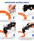 Operation steps for All Metal Zip Tie Gun With Cutter for Quick Cable Tie Tensioning One Handed Operation.