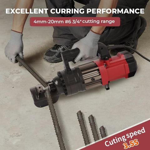 1050W Electric Rebar Cutter With 110V Hydraulic Pump Cuts Up To 3/4 Inch #6 Steel Rod In Just 3.5 Seconds in use on construction site.