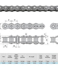 35 Chain For Mini Bike With Chain Breaker 140 Links Fits Coleman CT100U CC100X technical diagram with dimensions