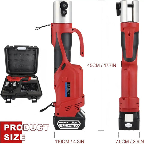 Heavy Duty Cordless Electric Hydraulic Pipe Press Tool With Portable Crimping Action For Stainless Copper Pipes, 45CM height, battery powered.