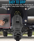 Heavy Duty 7 Pin Trailer Plug To DC 12V Power Cord Cable for Car Fridge with grip handle for easy connection to trailer socket.