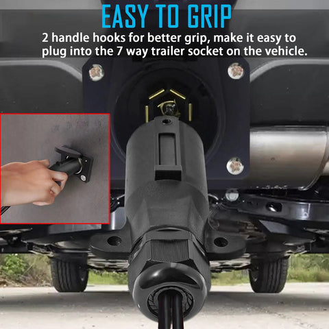 Heavy Duty 7 Pin Trailer Plug To DC 12V Power Cord Cable for Car Fridge with grip handle for easy connection to trailer socket.