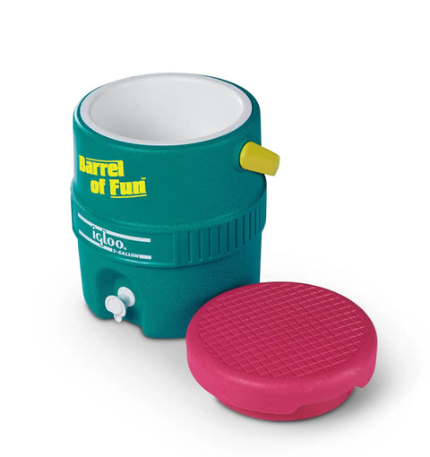 Retro 2 Gallon Party Water Jug Cooler Jade Finish With Eco Friendly THERMECOOL Foam Insulation, BPA Free, Open Lid