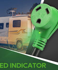 30 Amp To 110 Volt RV Adapter Cord 12 Inch NEMA TT30R To NEMA 5 15P Power Converter With LED Indicator ETL Listed Green