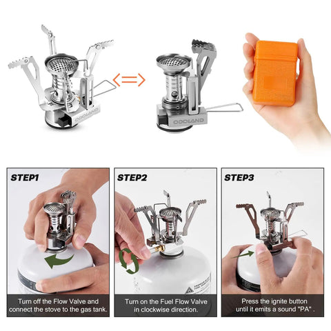 16-Piece Camping Cookware Set With Folding Stove nonstick lightweight instructions for assembling and using stove