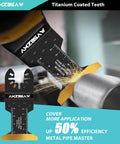 AMZSAW 16-piece titanium-coated oscillating saw blade set for metal cutting; fits Dewalt, Ryobi, Bosch, Milwaukee