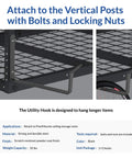 Dual Pack Garage Ceiling Rack Hooks Accessory For Ceiling Storage, Heavy Duty 35 Lbs Rated, Installed on Ceiling Rack